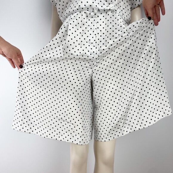 ALGO-ETTES VTG Romper 80´s 90’s Polka Dot Satin White & Black Knee-Lenght Retro - Picture 7 of 14